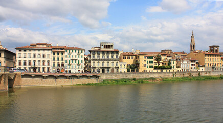 River Arno embankment in Florence, Italy