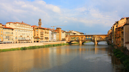 River Arno embankment in Florence, Italy - obrazy, fototapety, plakaty