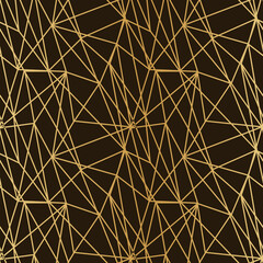 triangles mosaic of thin golden lines on a dark luxury background seamless pattern for wrapping paper textile