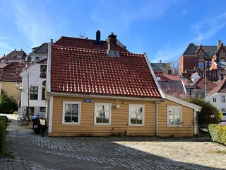 Streets and Houses in Historical Sydnes District Bergen Norway