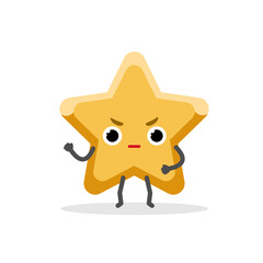 Cute angry golden star character
