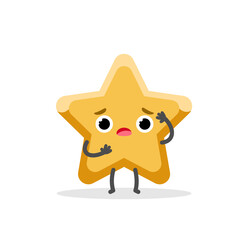 Scared star emotional character in cartoon style