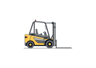 Flat line vector design of modern counterbalance forklift.