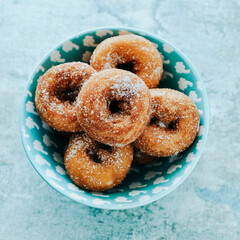 ceramic bowl with some homemade spanish rosquillas