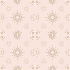 Gold suns, seamless vector pattern with sun elements