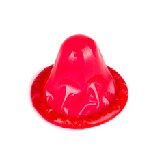 condom strawberry isolated on white background