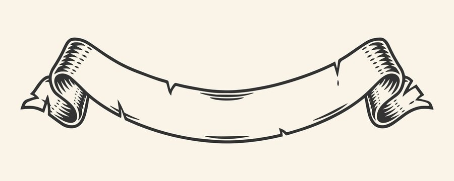 Blank ribbon sticker vintage monochrome