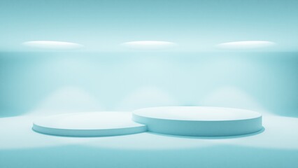 3D background with a podium and light beams from above to showcase your product. 3d rendering