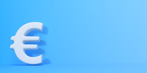 Symbol euro on a blue background. Money sign. Minimal creative concept. 3d rendering 3d illustration