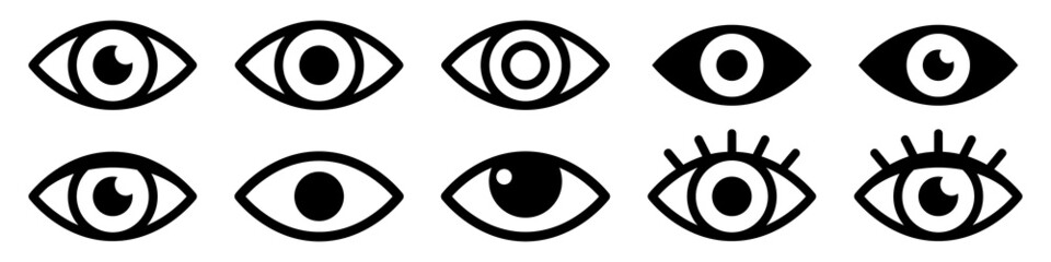 Fototapeta Eye icon set. Eyesight symbol. Retina scan eye icons. Simple eyes collection. Eye silhouette. Vector EPS 10 obraz