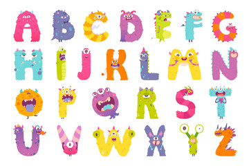 Cute monster English alphabet, spooky font and creepy numbers set with dead zombie, ghost © backup_studio