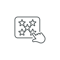 Vector sign of the Star rating symbol is isolated on a white background. Star rating icon color editable.