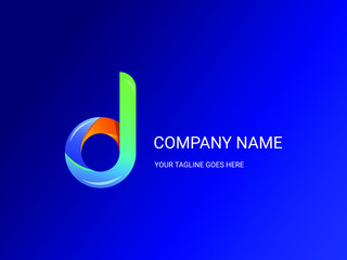 Colorful and elegant D letter logo template in wave effect. good for company logo