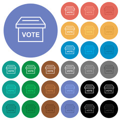 Ballot box outline round flat multi colored icons