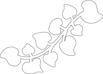 One line drawing of tropical leaves. Modern single line art