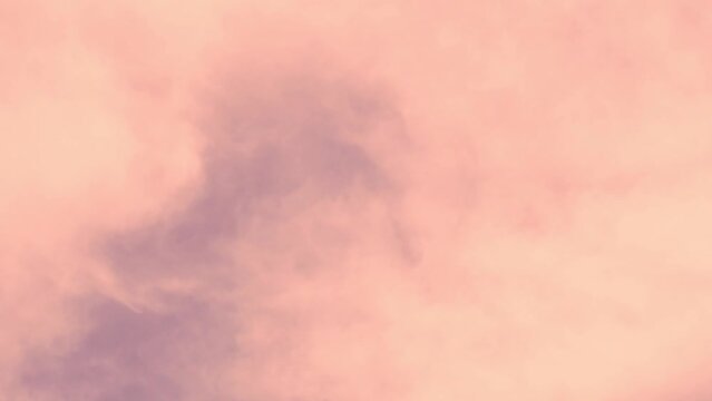 Timelapse Atmosphere at Dawn, Puffy Pink Coral Clouds in the Sky, Air, Height, Air Layer, Pink Cumulus Cloud. Abstract Natural Background Pink Coral Sky 4K.