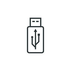 Vector sign of the usb symbol is isolated on a white background. usb icon color editable.