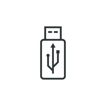 Vector Sign Of The Usb Symbol Is Isolated On A White Background. Usb Icon Color Editable.