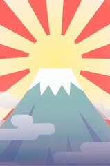 Clip art of Mt. Fuji and sunrise