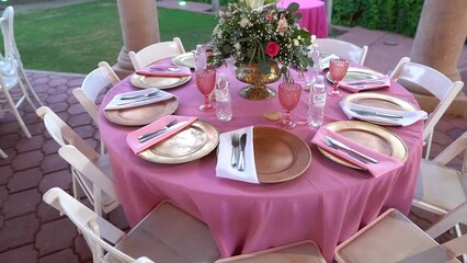 Luxurious wedding or quinceanera dinner