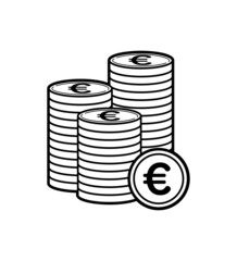 積み上げたユーロのコインのシンプルなイラスト