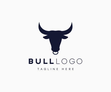 Bull with Nose Ring Logo Template. Cow, Bull, and Ox Vector Logo Design Template.