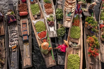 Foto op Canvas Floating Market in the morning at Inle lake, Shan state, Myanmar  © Chanwit