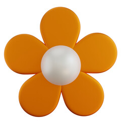 Orange Flower Element Isolated 3D Render Illustration