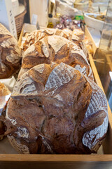 Oven baked sour dough organic bread in bakery