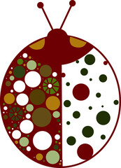 A bright decorative ladybug. The vector file is useful for designs.