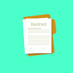 Signed paper deal contract icon agreement flat business illustration