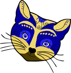 The muzzle of a cat in an ethnostile. Vector file.