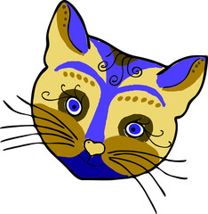The muzzle of a cat in an ethnostile. Vector file.