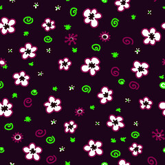 Seamless pattern with small white flowers. Vector file for designs.