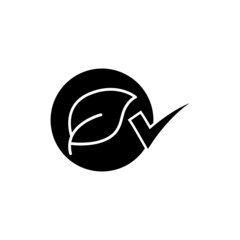 Leaf icon with check mark. solid icon style. suitable for ecology symbol. simple design editable. Design template vector