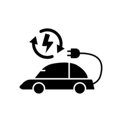 Electric car icon with electricity. solid icon style. suitable for Renewable energy symbol. simple design editable. Design template vector