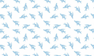 flying fish patterns Design Textile Background Vector Illustration 