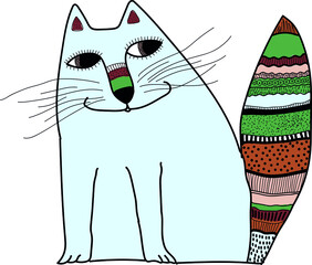 Cute decorative cat. Vector file for designs.
