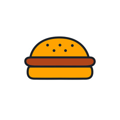 Hamburger icon. Fast food isolated line color icons