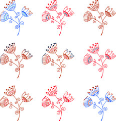 A set of plants of the same shape and different colors. Vector file for design.