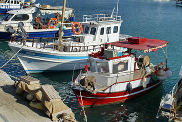Fishing boats in the harbor in Crete, Greece