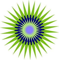 Abstract vector composition of blue-green color. A bright shining star.