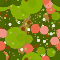 Vector seamless pattern of circles of different colors and sizes.