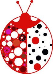 A bright decorative ladybug in warm shades. A vector file is useful for creating your designs.