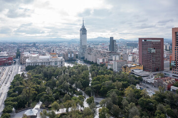 Obraz premium Mexico City, CDMX, Mexico, OCT, 17 2021, Alameda Central square with a view of the Palacio de Bellas Artes in the background