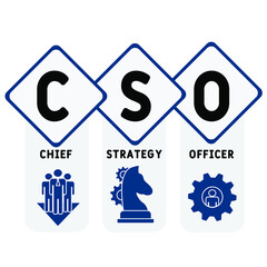 CSO Chief Strategy Officer acronym. business concept background. vector illustration concept with keywords and icons. lettering illustration with icons for web banner, flyer, landing pag