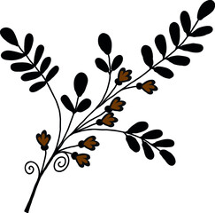 Decorative twig with small flowers. Vector file for designs.