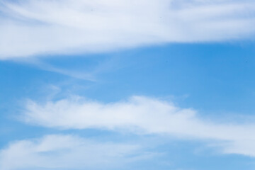 Clear blue color sky with white cloud background