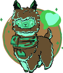 Cute llama with a scarf.  Vector file for designs.