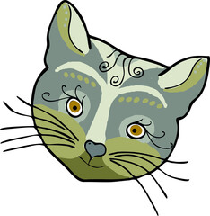 A cat in an ethnostile. A vector file is useful for creating designs.